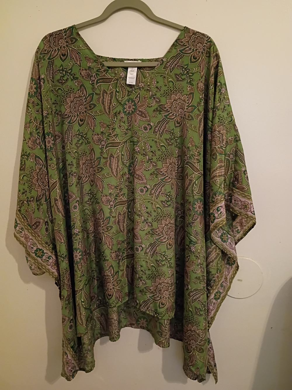 J. Jill Green Paisley Draped Kaftan Sz XL -3X